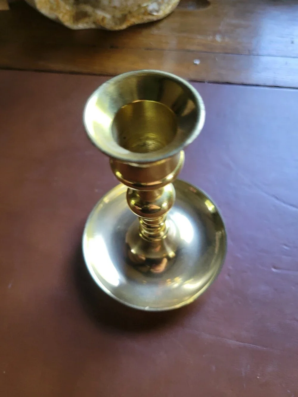 Round Saucer Base Candlestick Holder- India-fine Quality Lacquered Brass